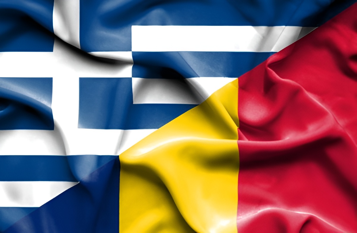 Greece and Romania flags symbolizing ICC bilateral Rotary cooperation between Districts 2475 and 2241
